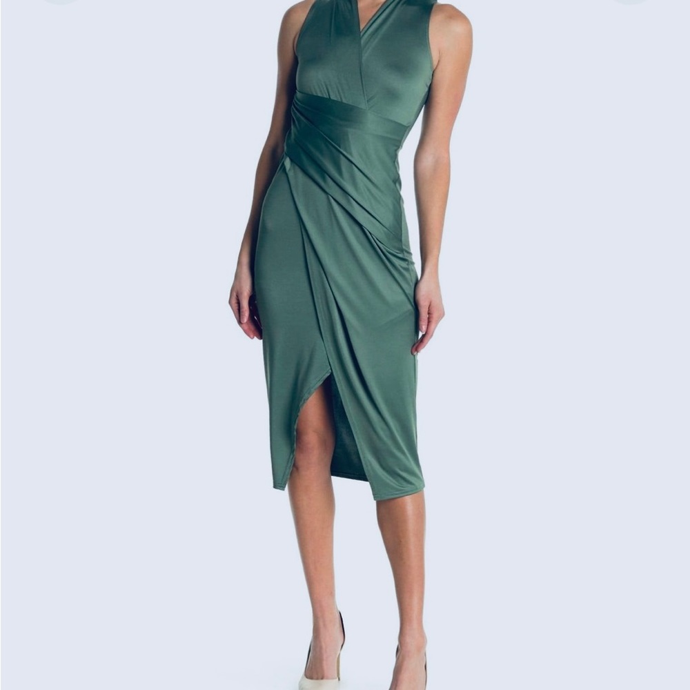 Rachel Roy Sleeveless Solid Cocktail Jersey Dress in Ivy Green. Size M
